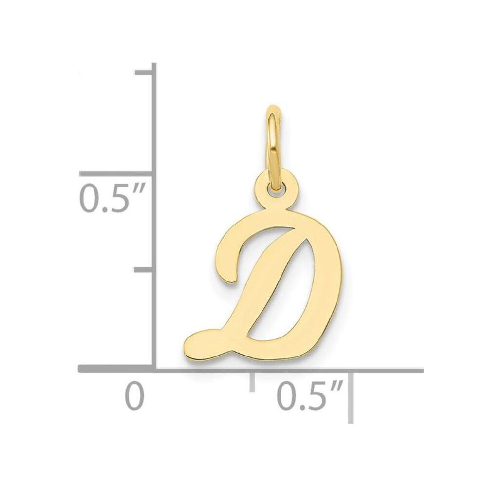 10k Yellow Gold Small Script Initial D Charm - image 3